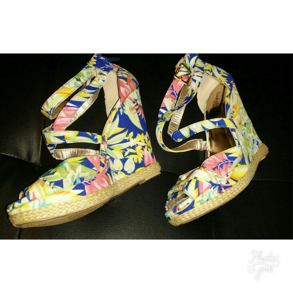 Charlotte Russe- floral wedges-