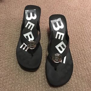 Bebe Sport Wedge Flip Flops