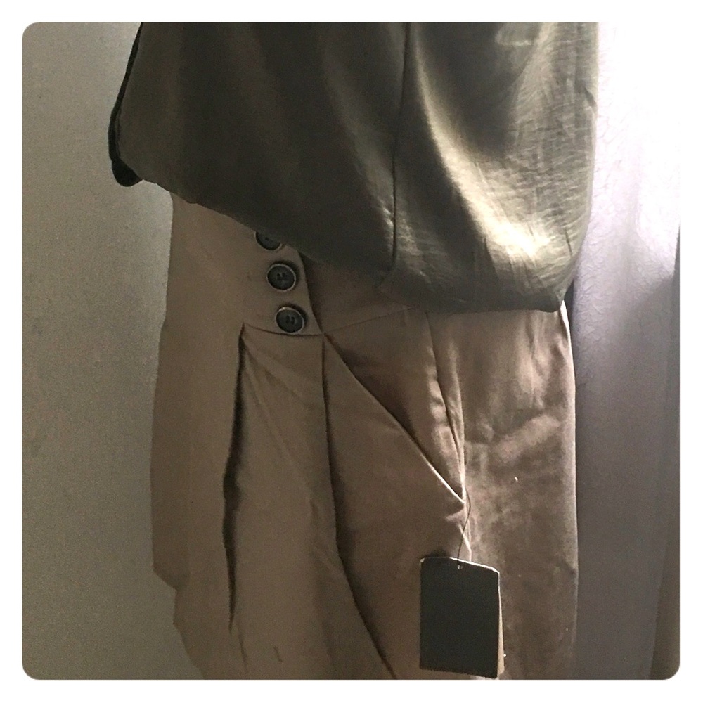 Khaki Side Zip Skirt