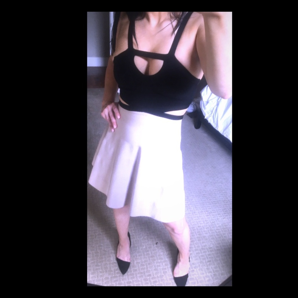 Bebe bandage cutout skater dress
