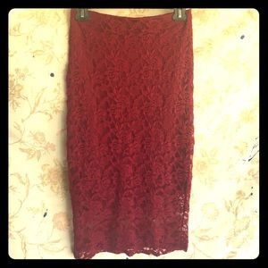 Sexy Burgundy lace skirt