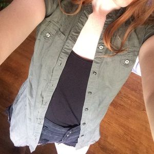 Green combat button up