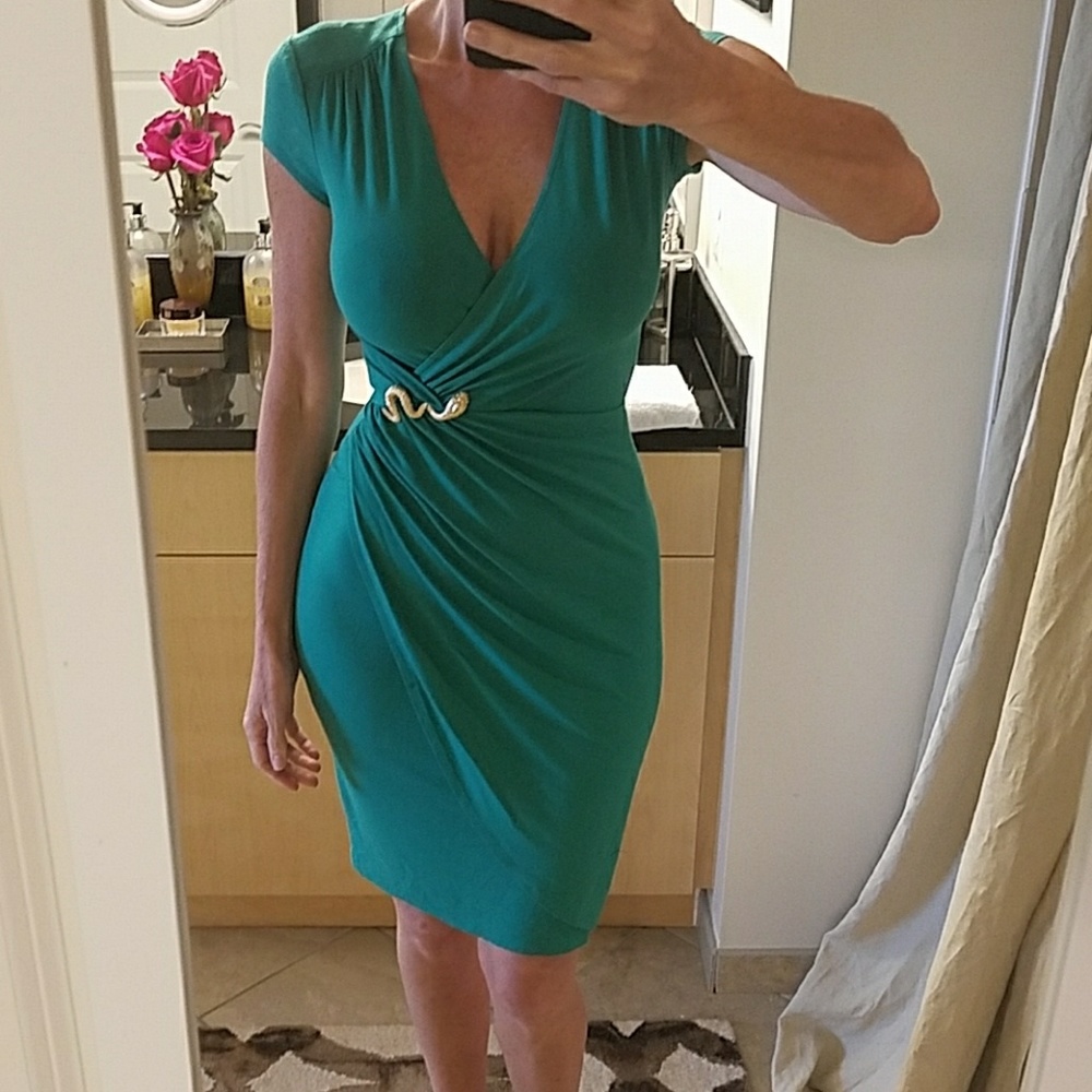 Cache green dress with gold snake detail small