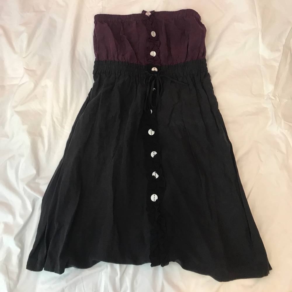 Lauren Moffatt Ruffle Trim Strapless Dress