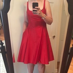 Ralph Lauren Red Dress, Sz 8, Silk, Pockets