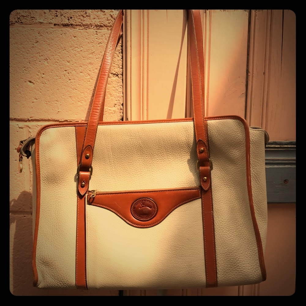 Dooney and Bourke Cream and Tan Leather Bag