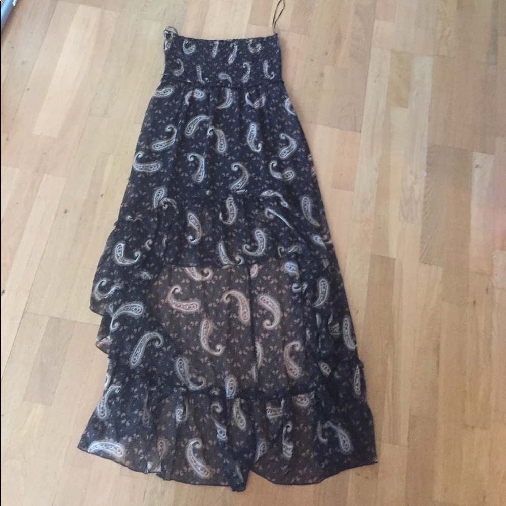 🌕strapless medium high low dress- multi