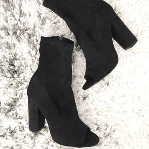 Black Peep Toe Ankle Boot