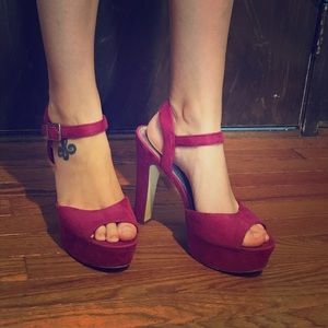Suede platform heels