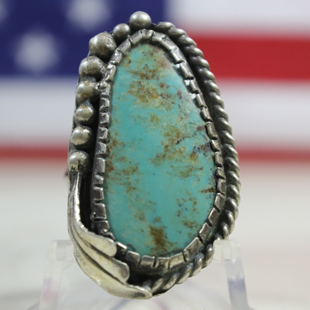 Vintage Navajo Turquoise Sterling Silver Ring #P01