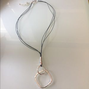 Chico's Silver and Black Necklace- waxed twine