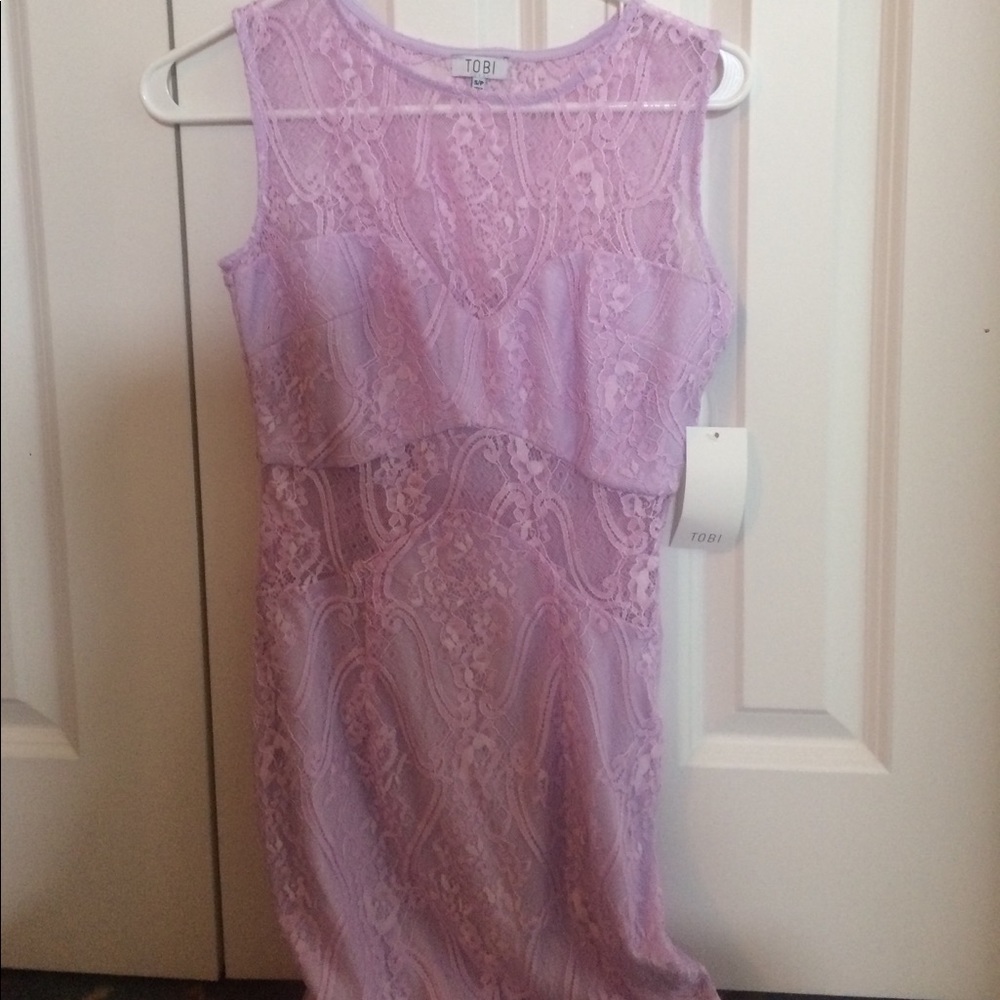 Tobi Lavender Lace Cut Out  Bodycon Dress NWT!
