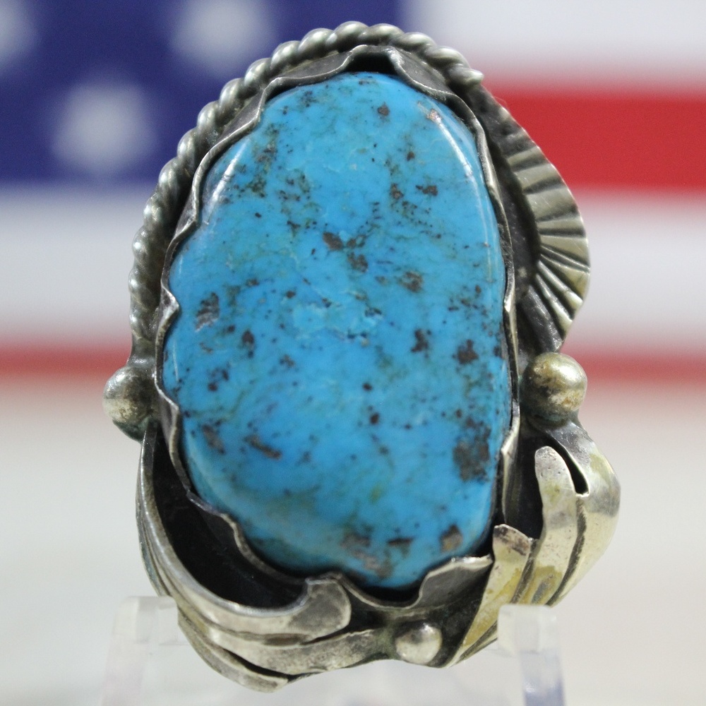 Vintage Navajo Turquoise Sterling Silver Ring #P02