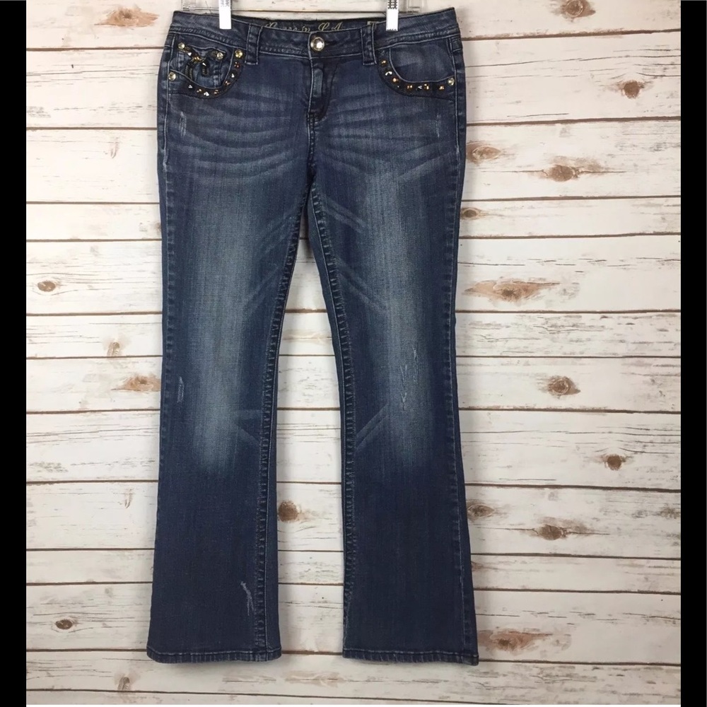 GRACE IN LA Rhinestone Flare Jeans Sz 13