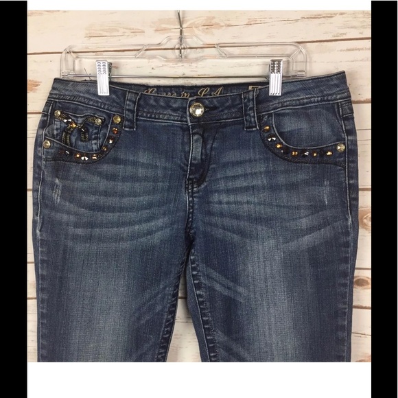GRACE IN LA Rhinestone Flare Jeans Sz 13 - Picture 3 of 8