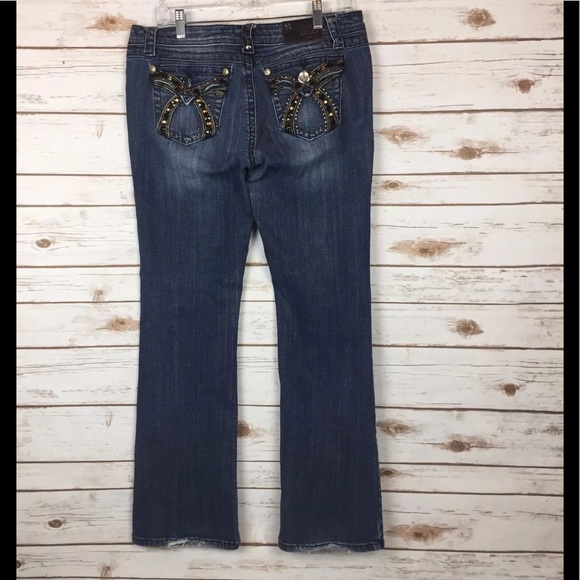 GRACE IN LA Rhinestone Flare Jeans Sz 13 - Picture 5 of 8
