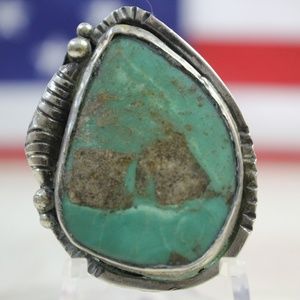 Vintage Navajo Turquoise Sterling Silver Ring #P03