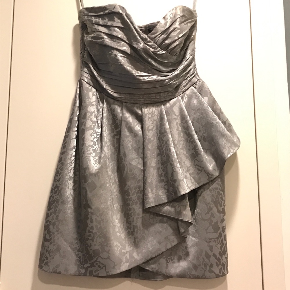H&M Silver/Gray Patterned Strapless Mini Dress SZ4