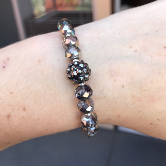 Silver Beaded stretch Bracelet - Picture 2 of 9