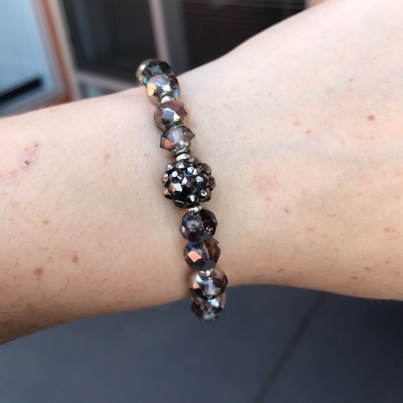 Silver Beaded stretch Bracelet - Picture 3 of 9