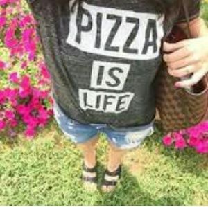 Black "pizza is life" t-shirt