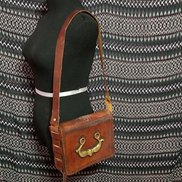 Vintage OOAK Hand Tooled Leather Saddle Bag - Picture 7 of 8