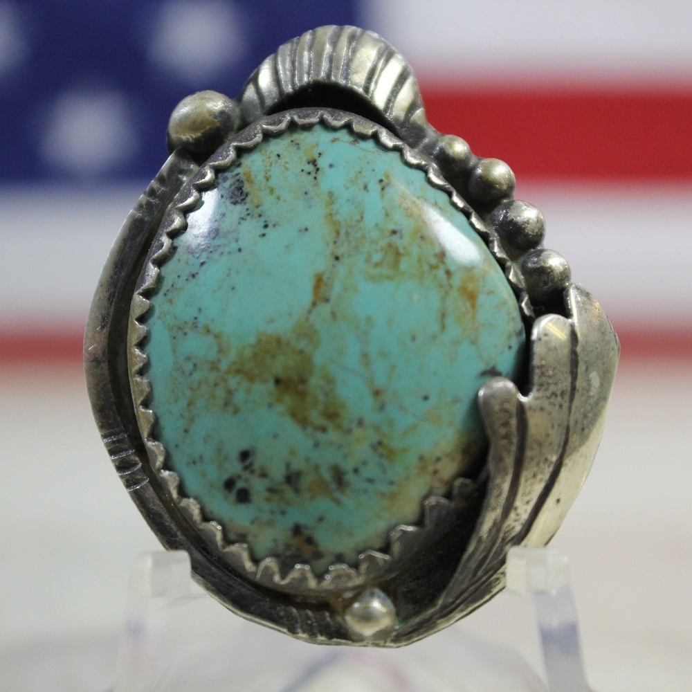 Vintage Navajo Turquoise Sterling Silver Ring #P04