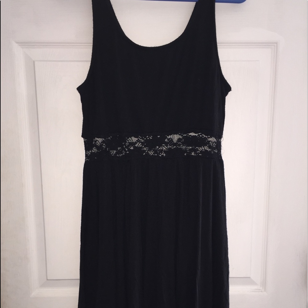 Black Dress with Lace Waist
