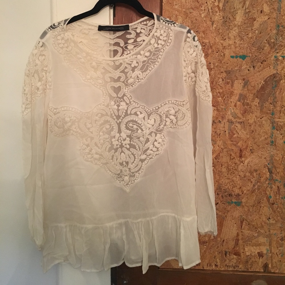 Sheer Zara Lace Peplum Top
