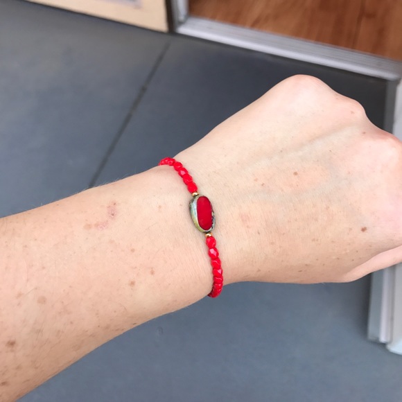 Red Beaded Stretch Bracelet - Picture 9 of 9