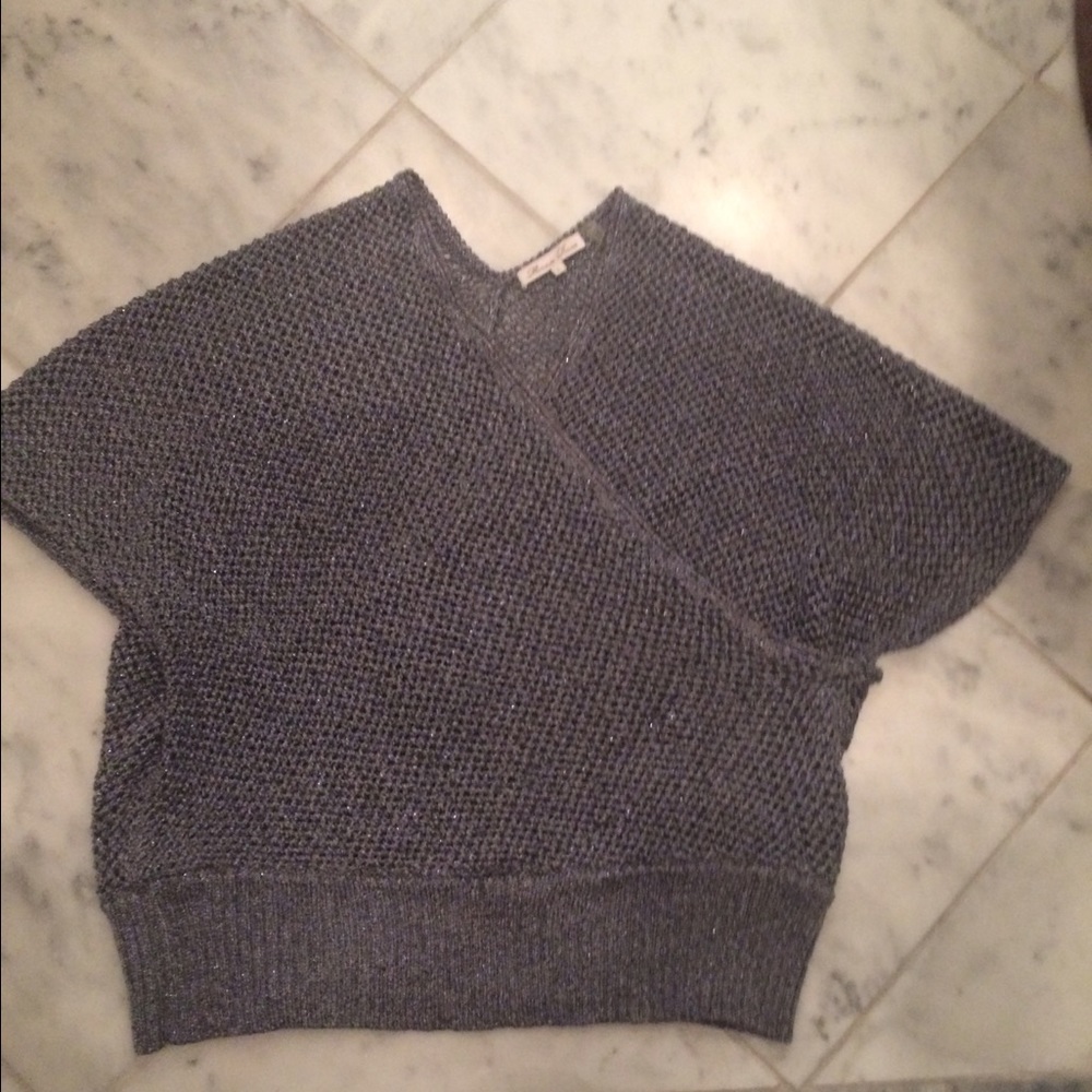 Minnie Rose open knit cross sweater.