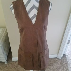 Brown faux leather dress