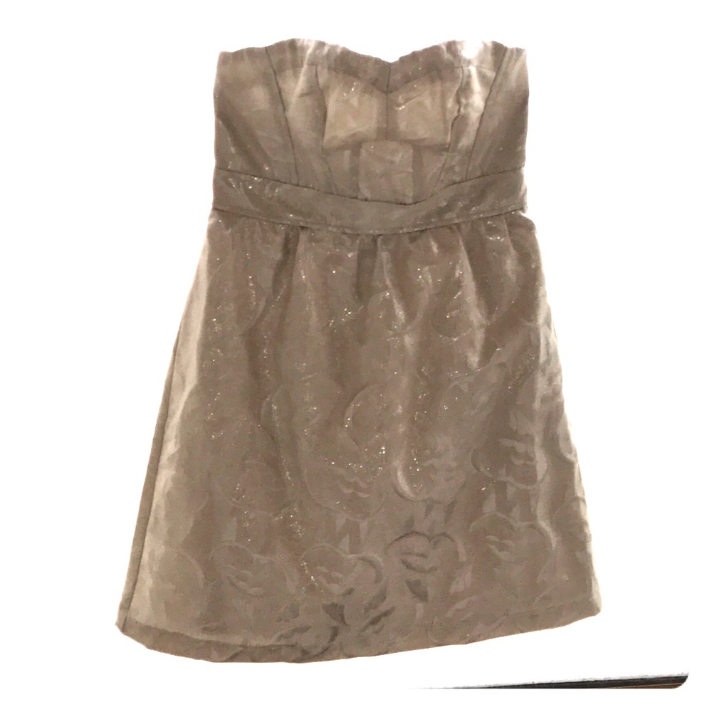 American Eagle Ivory/Gold Metallic Strapless Dress