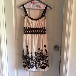 Cream & brown embroidered summer dress