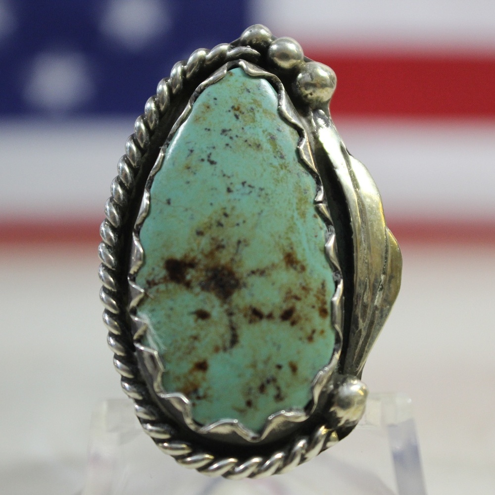 Vintage Navajo Turquoise Sterling Silver Ring #P05