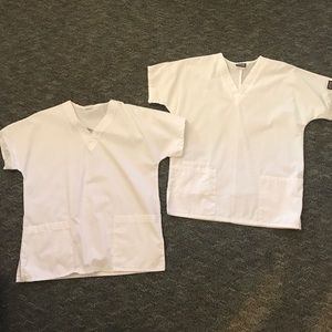 White scrub tops. Cherokee. Size XS.
