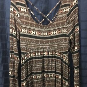 Aztec print dress with Crisscross back detail