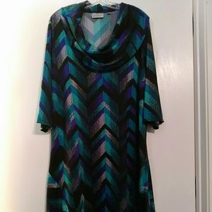 Multi colored cowl neck dress by Avenue NWOT