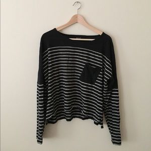 Long sleeved Madewell black striped shirt