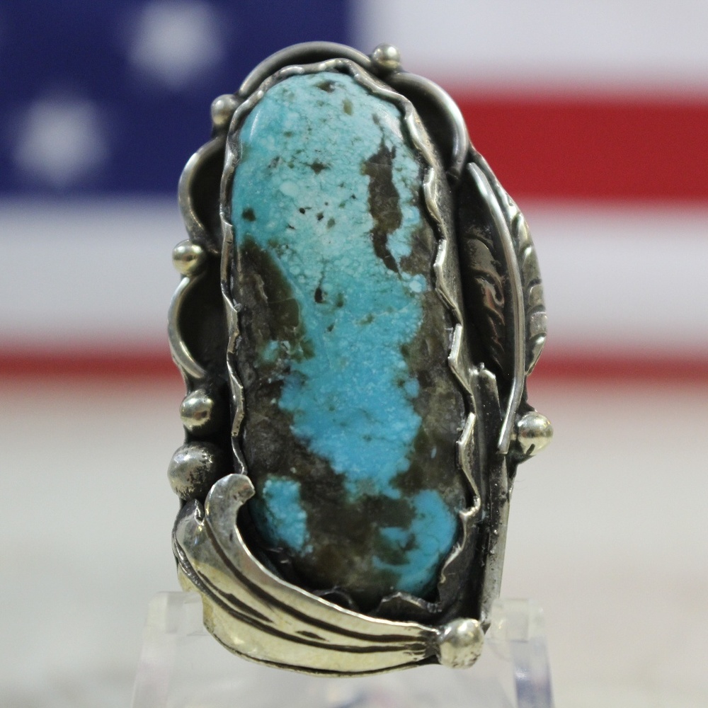 Vintage Navajo Turquoise Sterling Silver Ring #P06