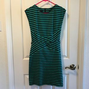 Navy and green striped dress