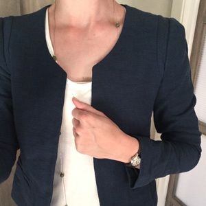 Textured Collarless Blazer