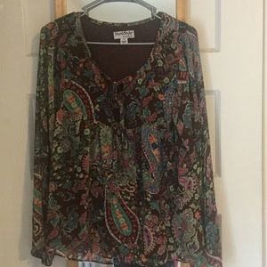 Brown paisley blouse in mint condition. NWOT.
