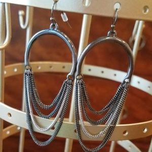 Half Hoop Chain Earrings Sturdy Industrial