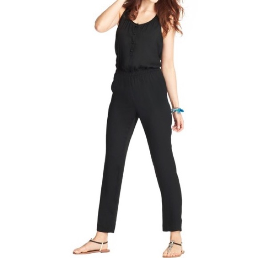 🌻HP🌻[Loft] black button-front jumpsuit w/pockets