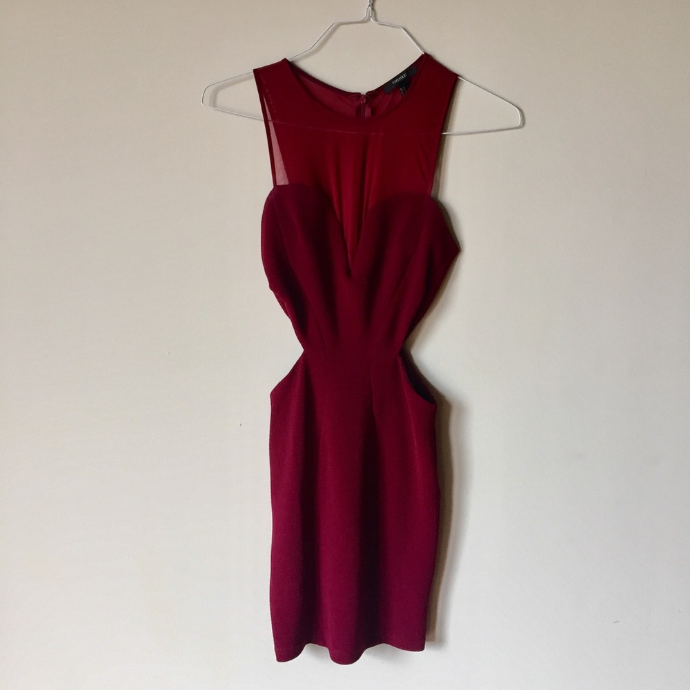 Forever 21 burgundy club dress with cutouts small