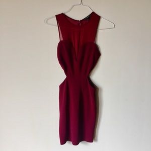 Forever 21 burgundy club dress with cutouts small