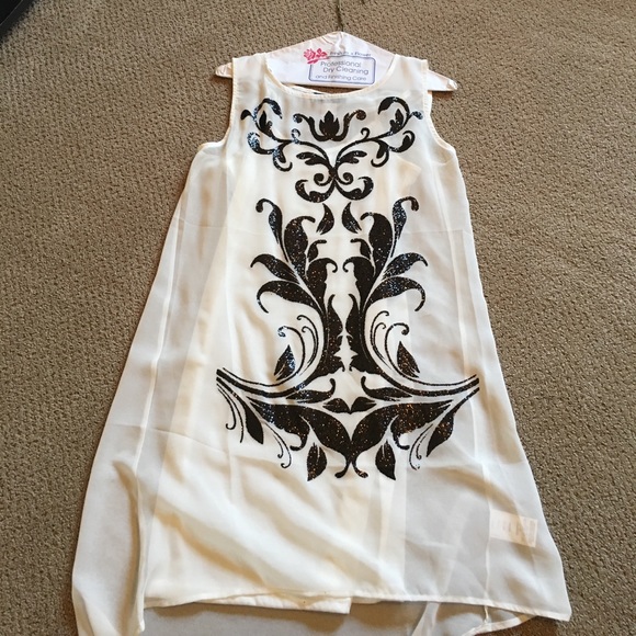 White slip dress with sheer embellished cover - Picture 1 of 2
