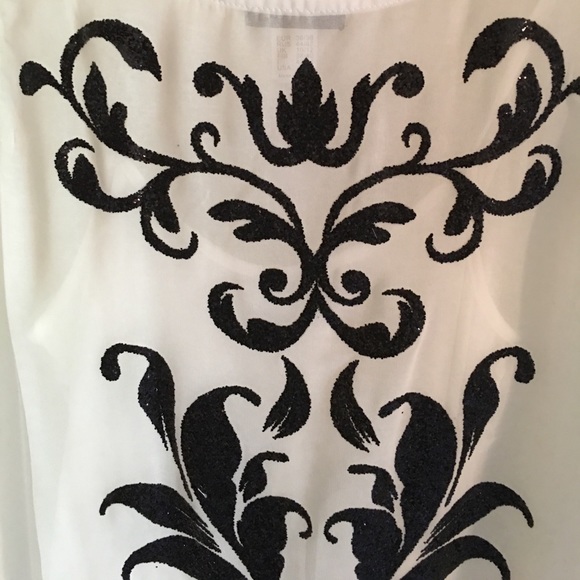 White slip dress with sheer embellished cover - Picture 2 of 2