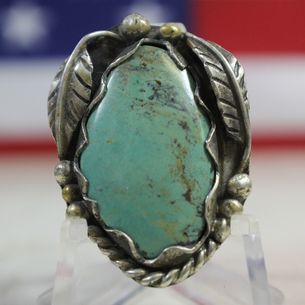 Vintage Navajo Turquoise Sterling Silver Ring #P07